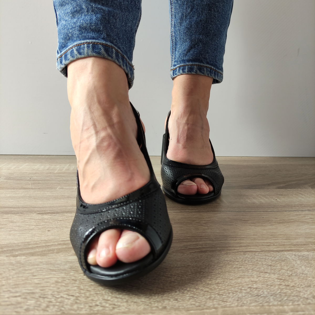 SANDALE CASUAL DAMA NICOLIS 178922 NEGRE + LAC - imagine 3