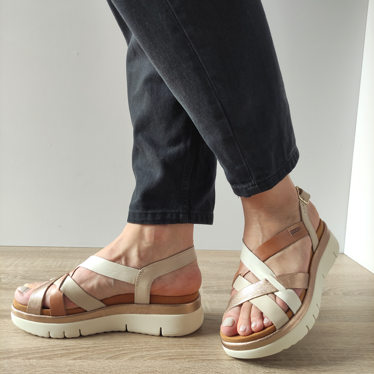 SANDALE CASUAL DAMA PIKOLINOS W4N-0650C1 BEJ + MARO MARFIL - imagine 2