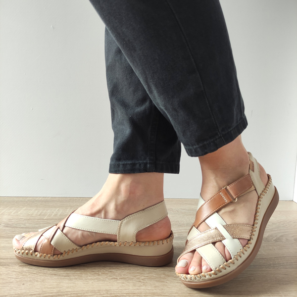 SANDALE CASUAL DAMA PIKOLINOS W8K-0741C2 BEJ + MARO MARFIL - imagine 2