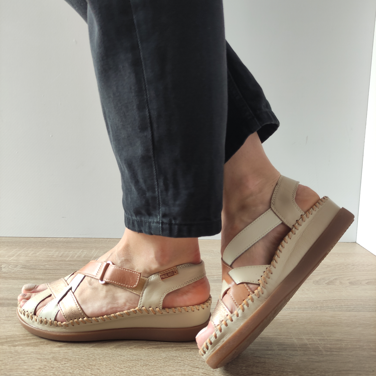SANDALE CASUAL DAMA PIKOLINOS W8K-0741C2 BEJ + MARO MARFIL - imagine 3
