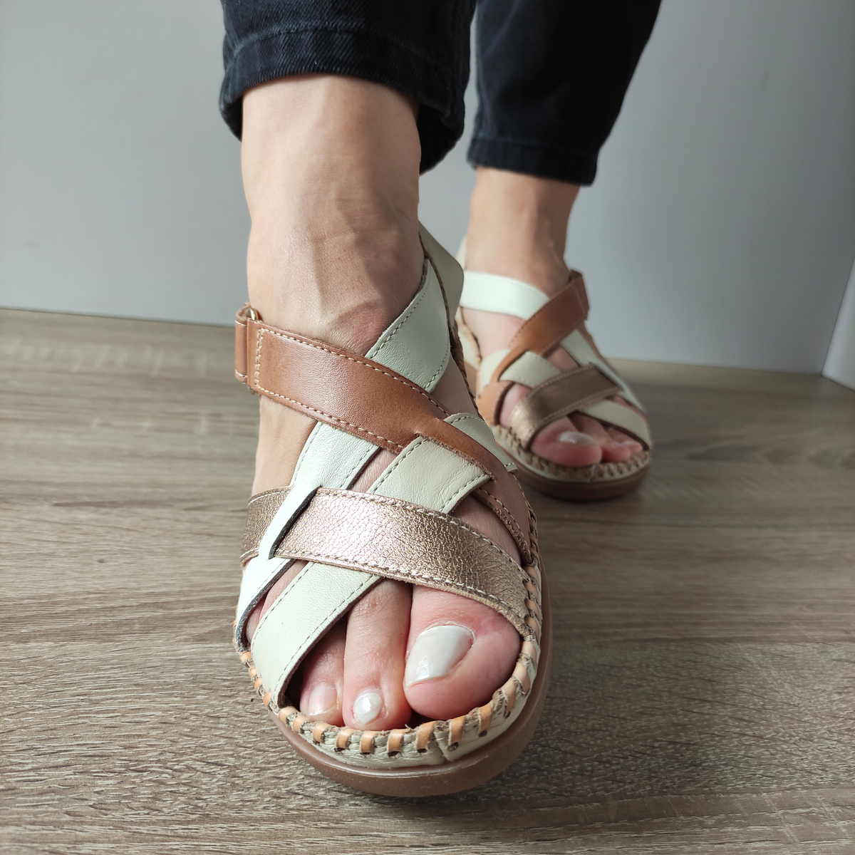 SANDALE CASUAL DAMA PIKOLINOS W8K-0741C2 BEJ + MARO MARFIL - imagine 4
