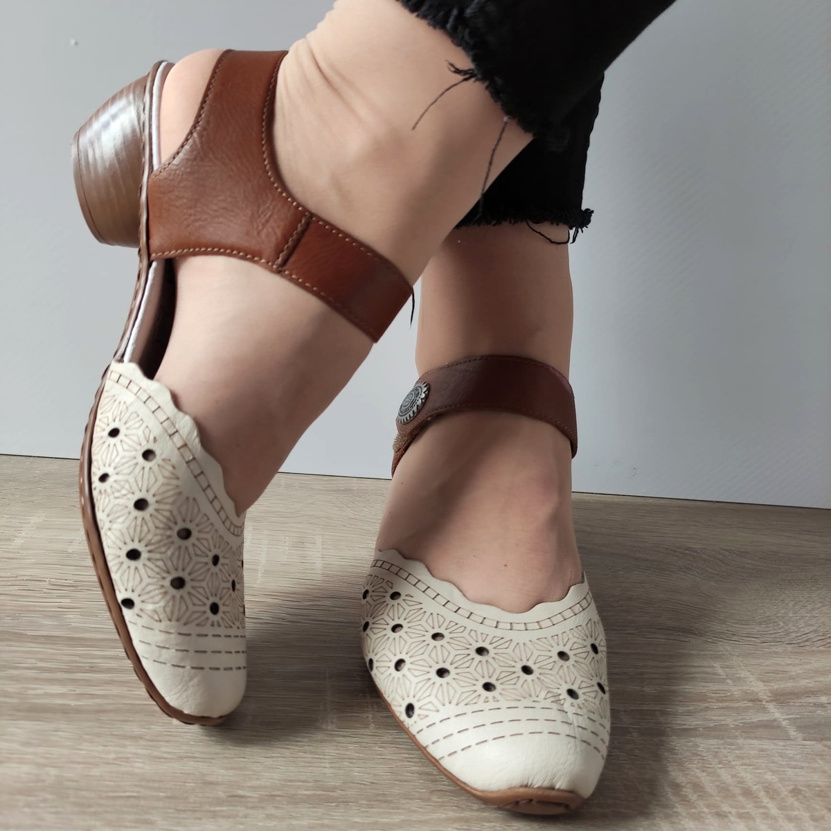 SANDALE CASUAL DAMA RIEKER 43703-60 BEJ + MARO - imagine 3