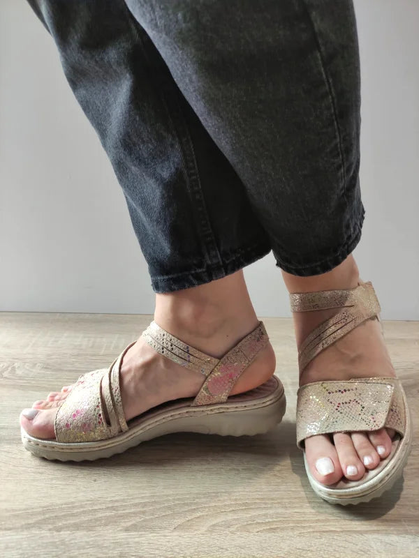 SANDALE CASUAL DAMA RIEKER 60464-90 BEJ + COLOR - imagine 2