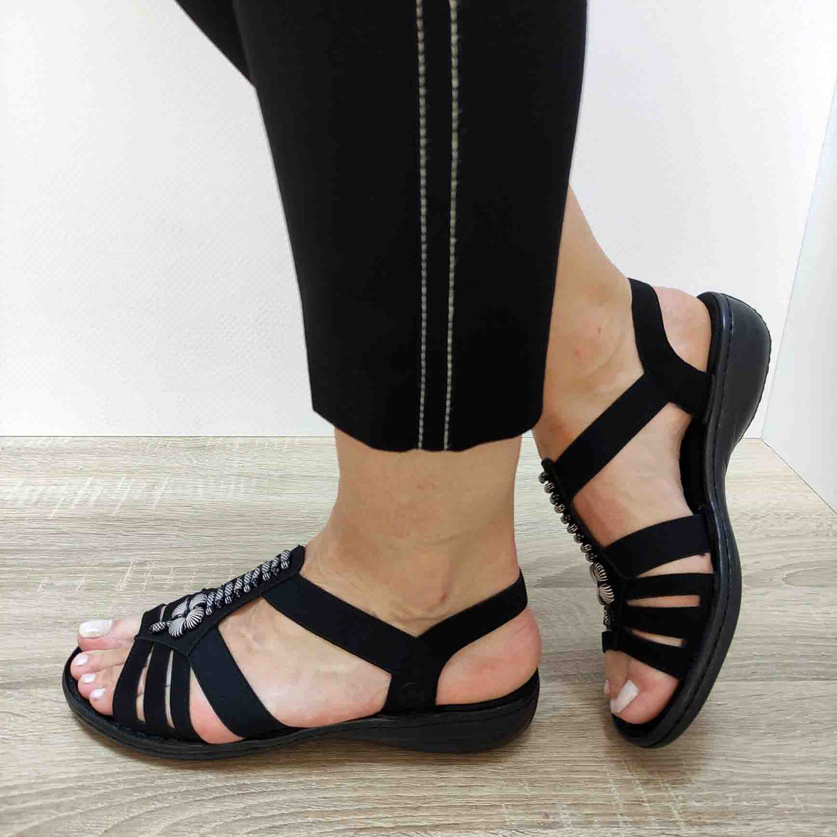 SANDALE CASUAL DAMA RIEKER 60806-00 NEGRE - imagine 2