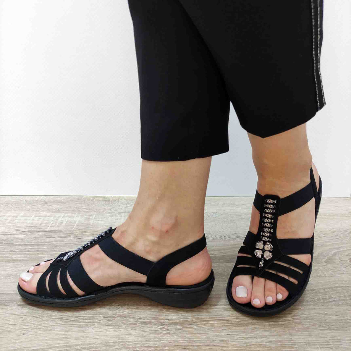 SANDALE CASUAL DAMA RIEKER 60806-00 NEGRE - imagine 3