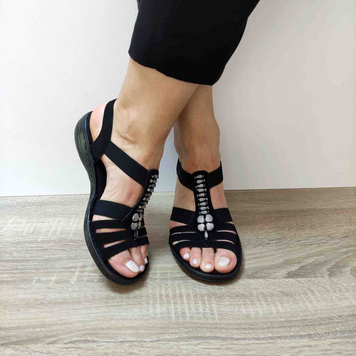 SANDALE CASUAL DAMA RIEKER 60806-00 NEGRE - imagine 4