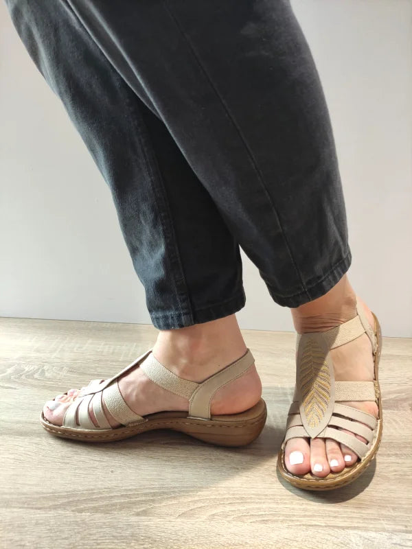 SANDALE CASUAL DAMA RIEKER 608C0-62 BEJ - imagine 2