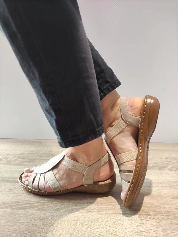 SANDALE CASUAL DAMA RIEKER 608C0-62 BEJ - imagine 3