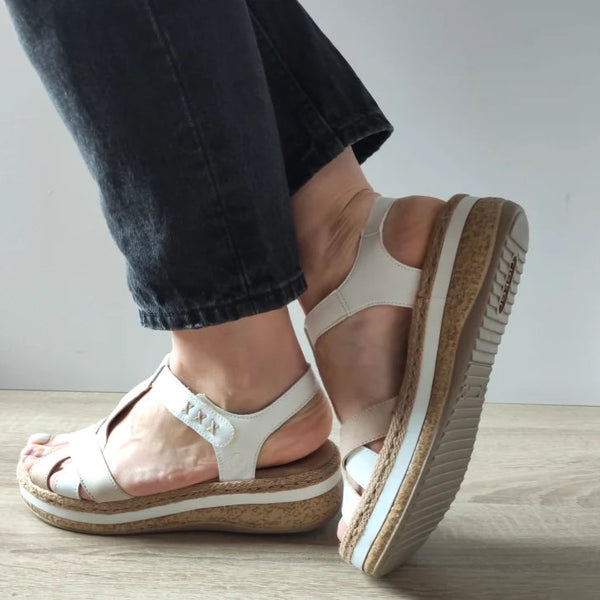 SANDALE CASUAL DAMA RIEKER V0919-80 ALBE CU BEJ - imagine 2