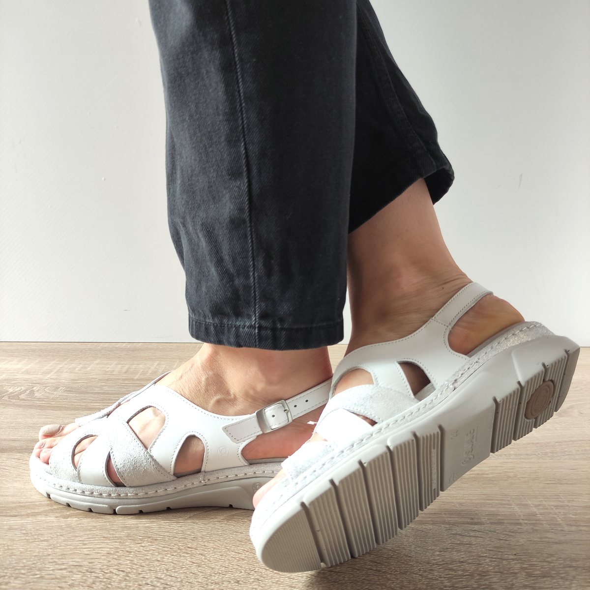 SANDALE CASUAL DAMA SUAVE 12503VT MOSTAR 13-N ALBE CU ARGINTIU - imagine 3