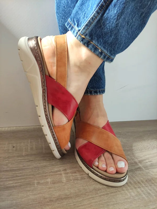 SANDALE CASUAL DAMA SUAVE 12505VT MOSTAR 55-N CARAMIZII CU ROSU