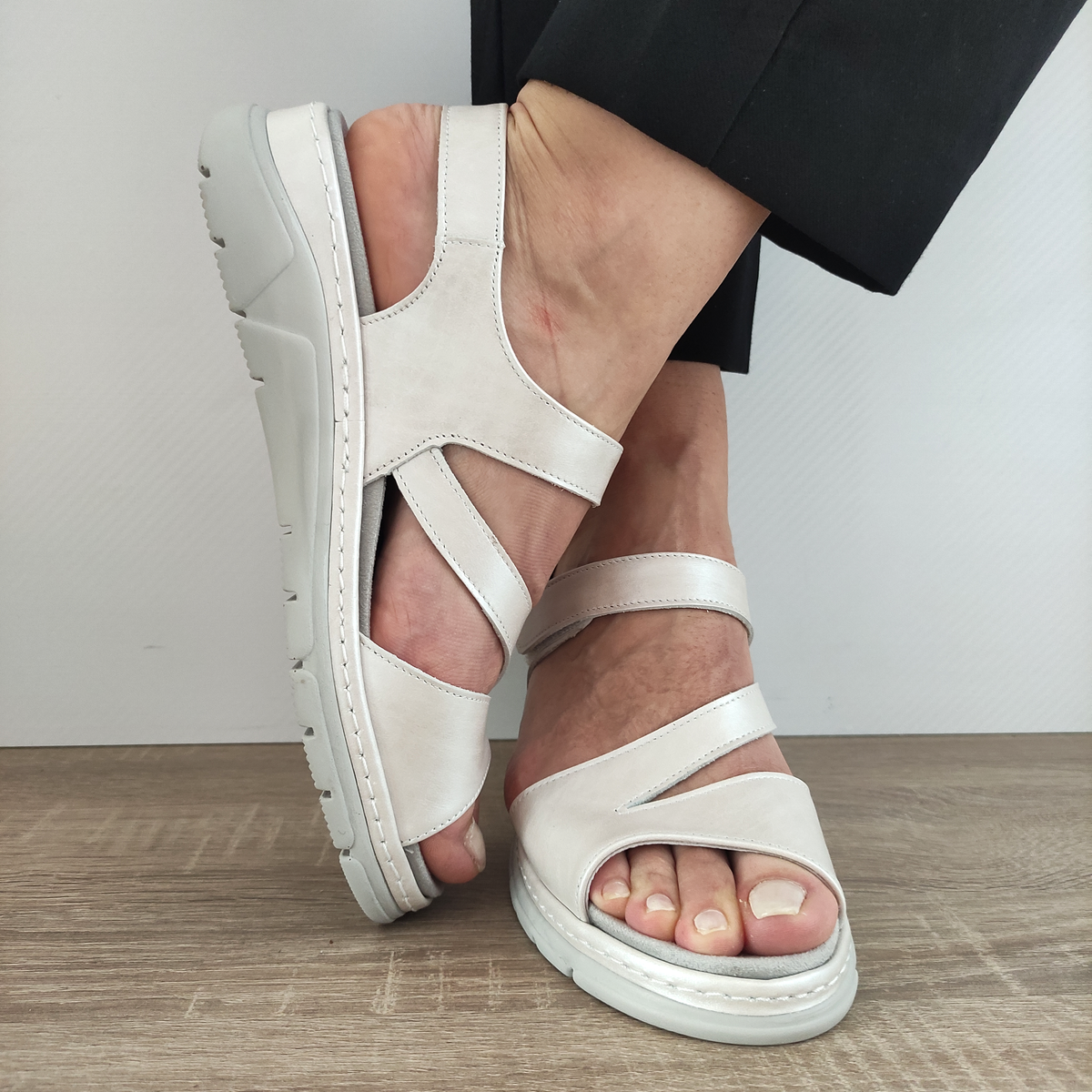 SANDALE CASUAL DAMA SUAVE 12523T MOSTAR C5-N GRI DESCHIS - imagine 5