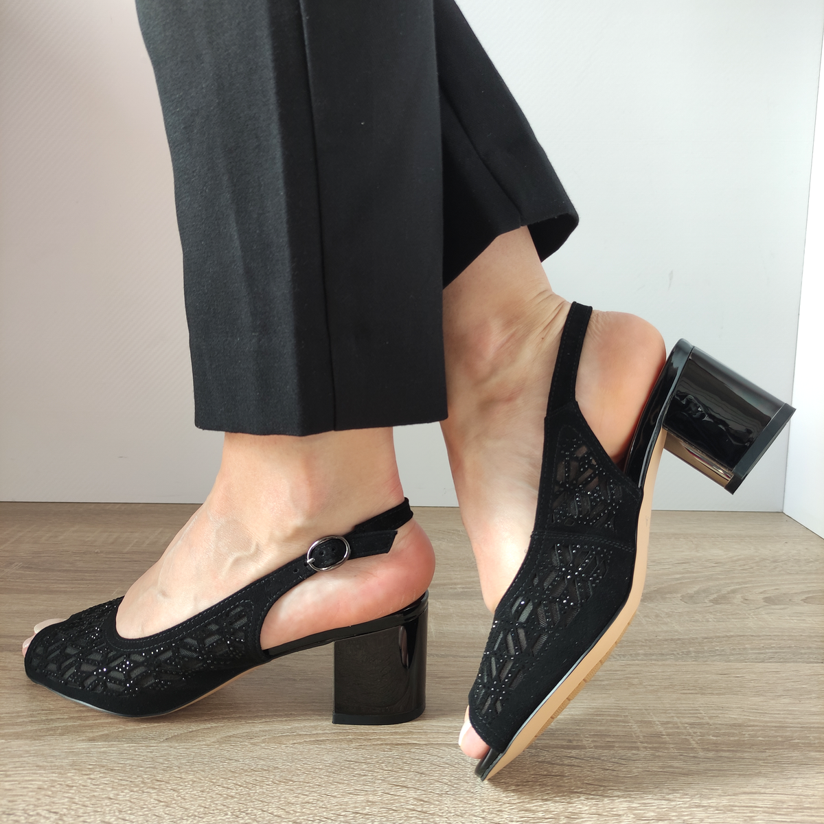 SANDALE ELEGANTE DAMA EPICA 40082B NEGRE VELUR - imagine 3
