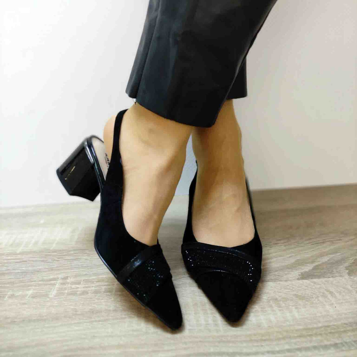 SANDALE ELEGANTE DAMA KARISMA 20011D 01-I NEGRE VELUR - imagine 3