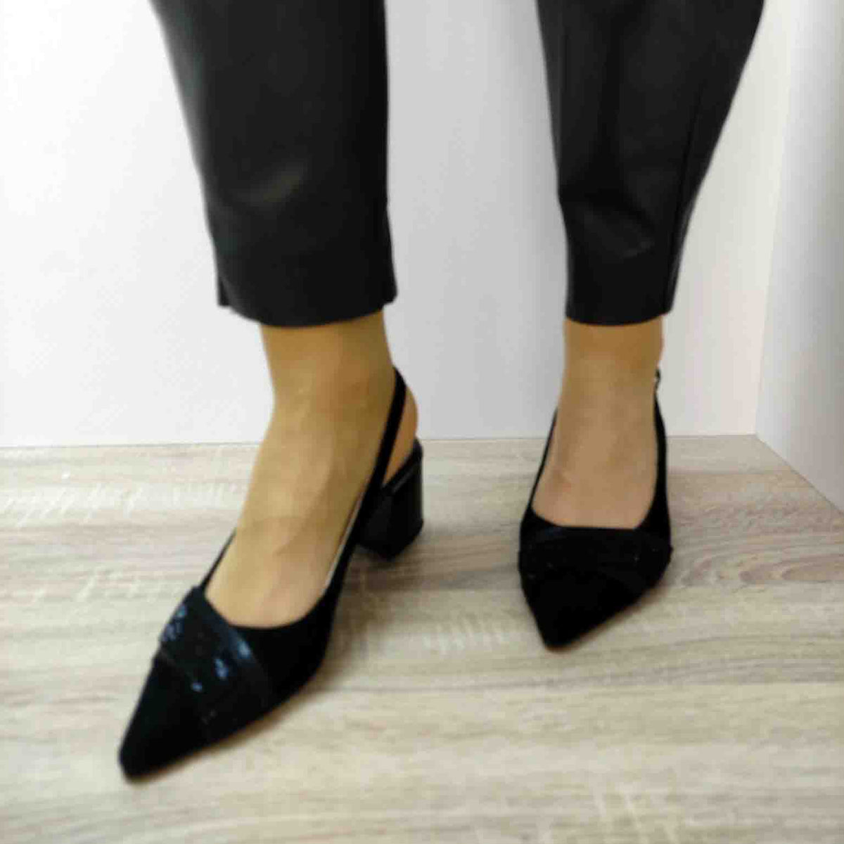 SANDALE ELEGANTE DAMA KARISMA 20011D 01-I NEGRE VELUR - imagine 4