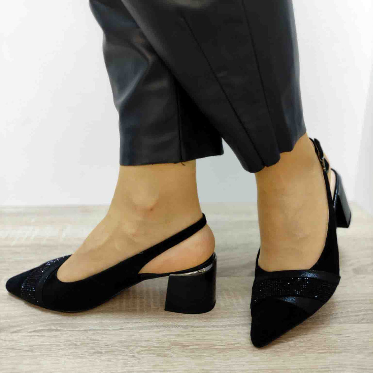 SANDALE ELEGANTE DAMA KARISMA 20011D 01-I NEGRE VELUR - imagine 5