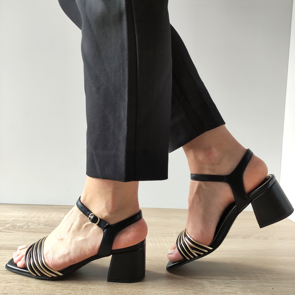 SANDALE ELEGANTE DAMA MARCO TOZZI 28381-42 NEGRE CU AURIU - imagine 3