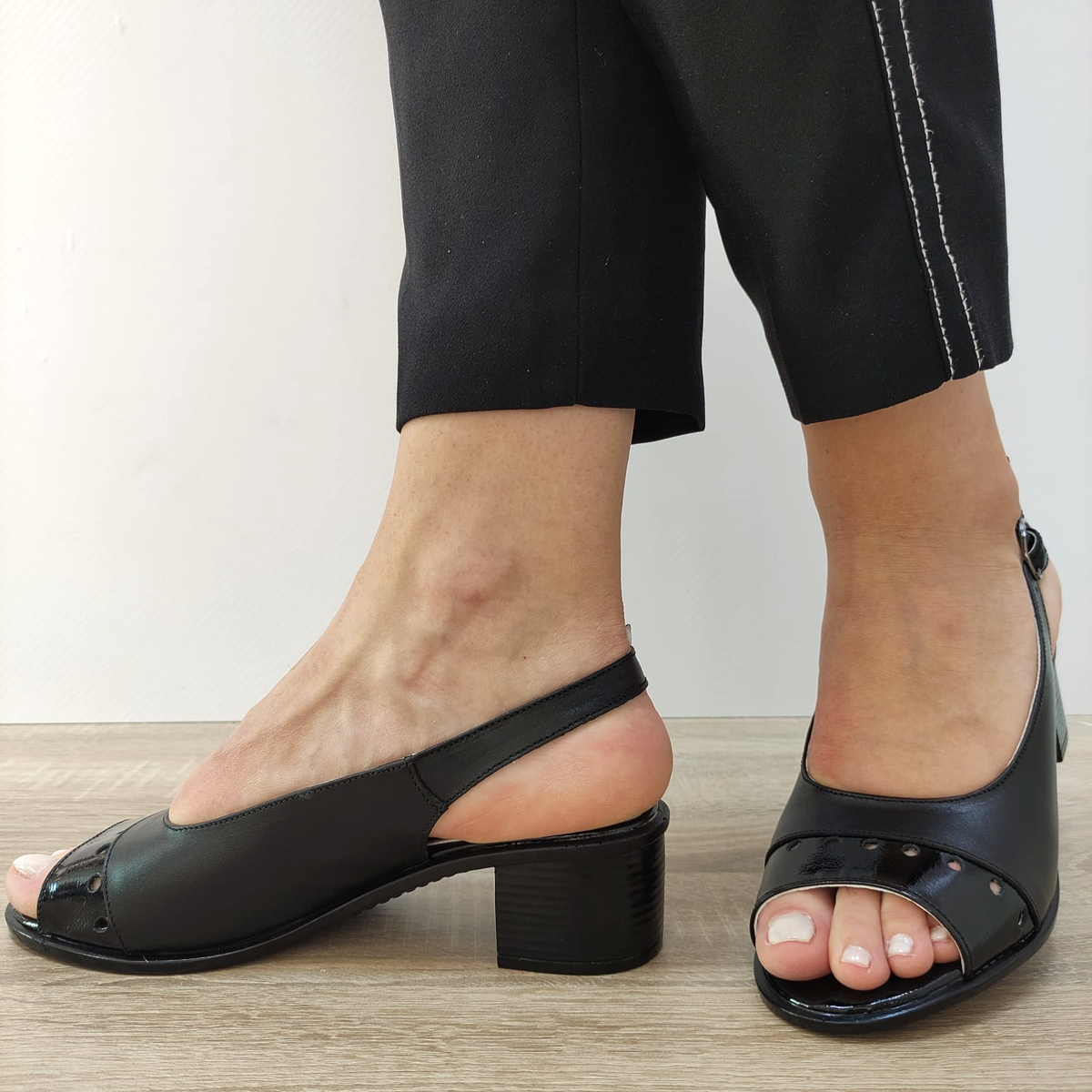 SANDALE ELEGANTE DAMA NICOLIS 175309 NEGRE + LAC - imagine 3