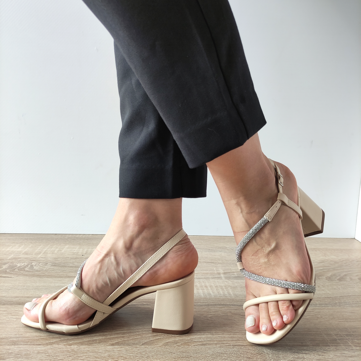 SANDALE ELEGANTE DAMA PASS 26233 52-S BEJ NUDE + GLITTER - imagine 2