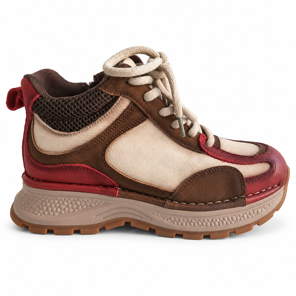 Pantofi Sport Damă Franco Gerardo 8001 Bej cu Bordo