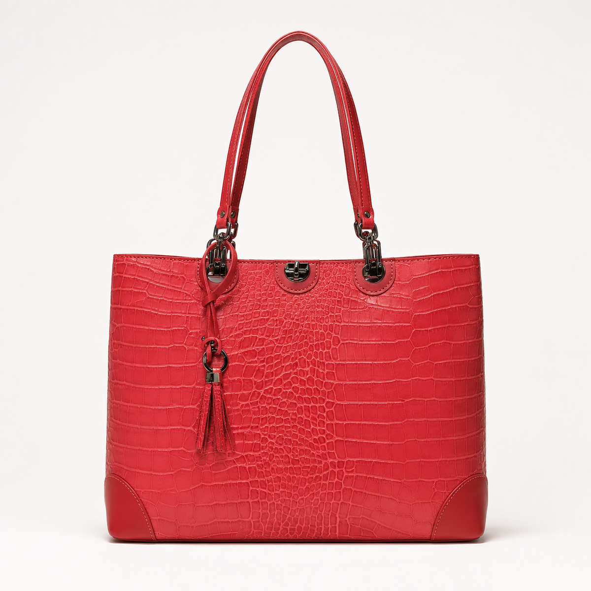Geantă Damă Piele Roșie Aspect Crocodil — PELL Charlize | 359 LEI - imagine 2