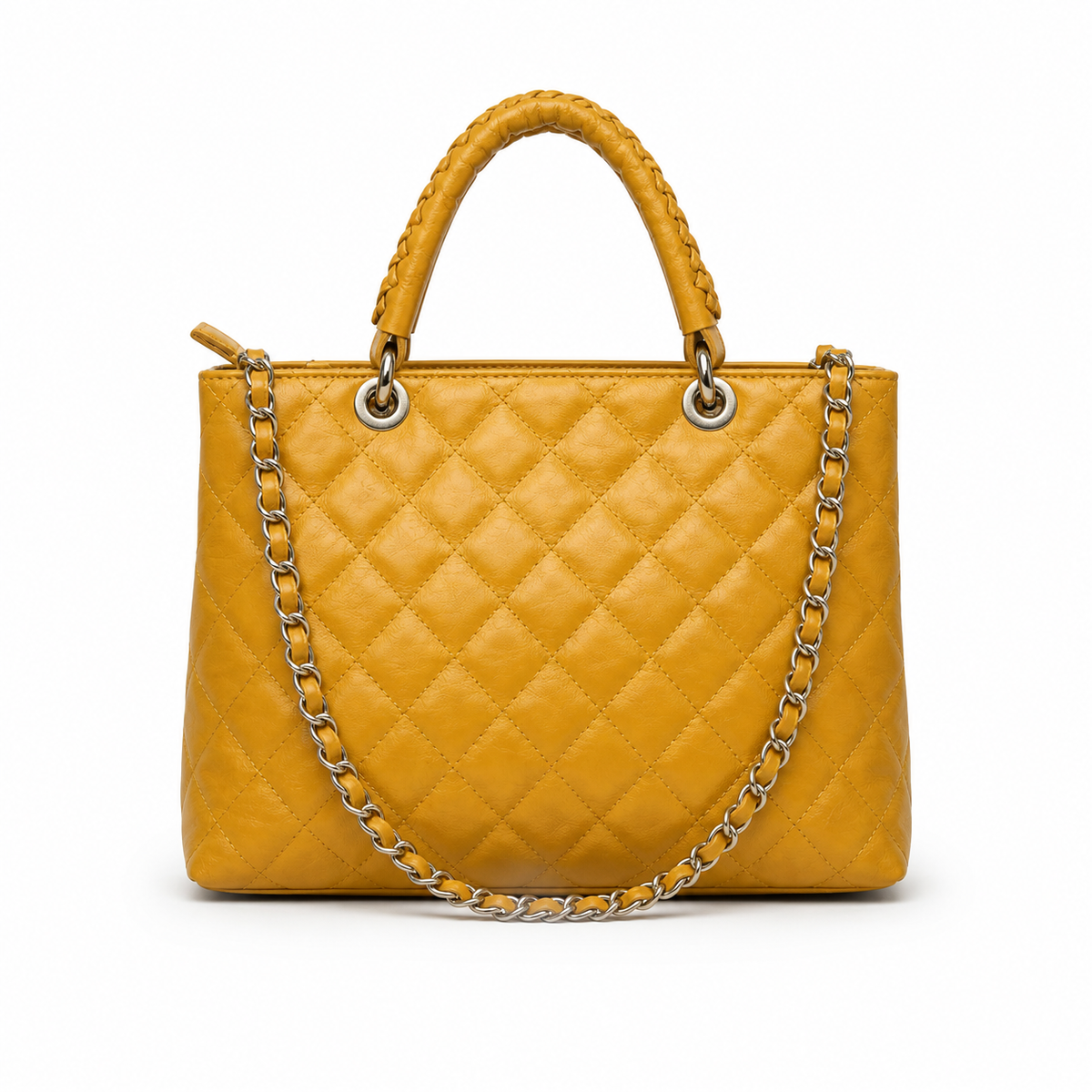 Geantă Piele Naturală Matlasată Galben Muștar | Design Elegant - imagine 2