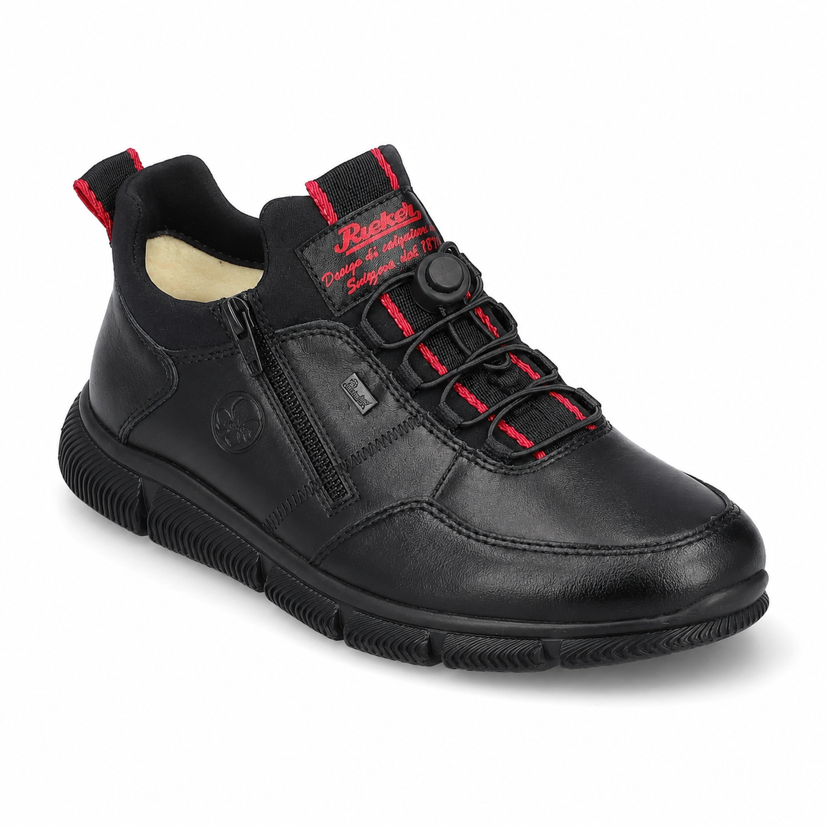 Ghete Casual Bărbați RIEKER B0493-00 Negru – Piele Naturală