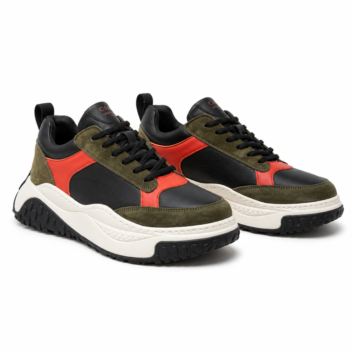 GHETE CASUAL BARBATI CARIBU 250009C 15-Z NEGRE CU BRICK SI OLIVE