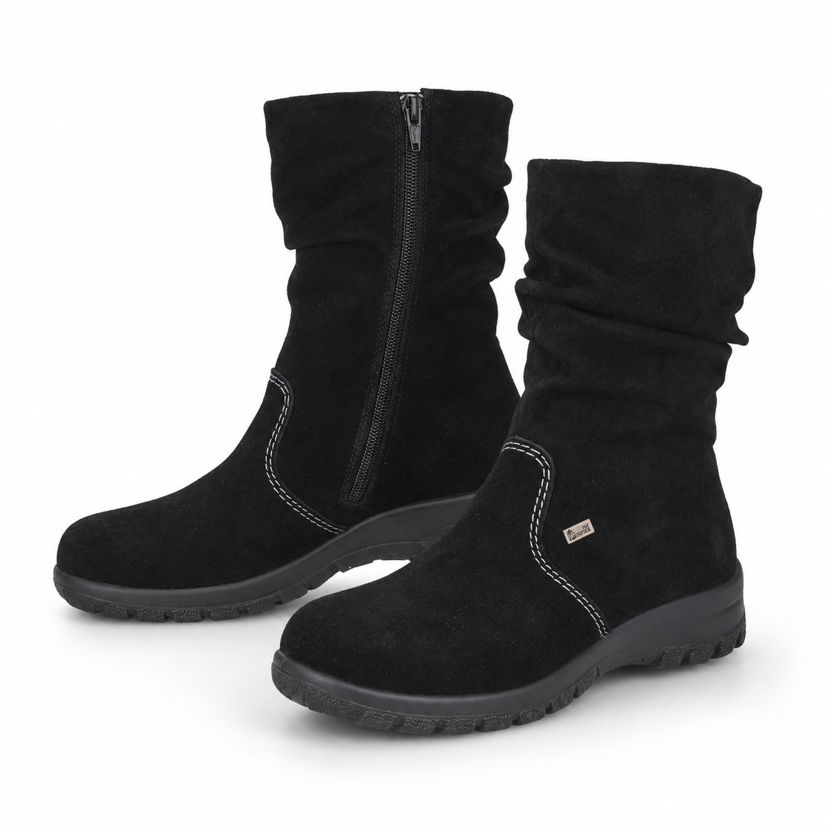 Ghete Casual Damă RIEKER Z7171-01 Negru – Piele Întoarsă