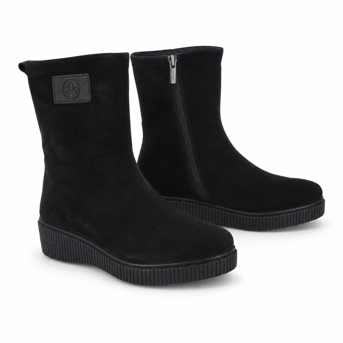 Ghete Casual Damă RIEKER 93370-00 Negru – Piele Întoarsă