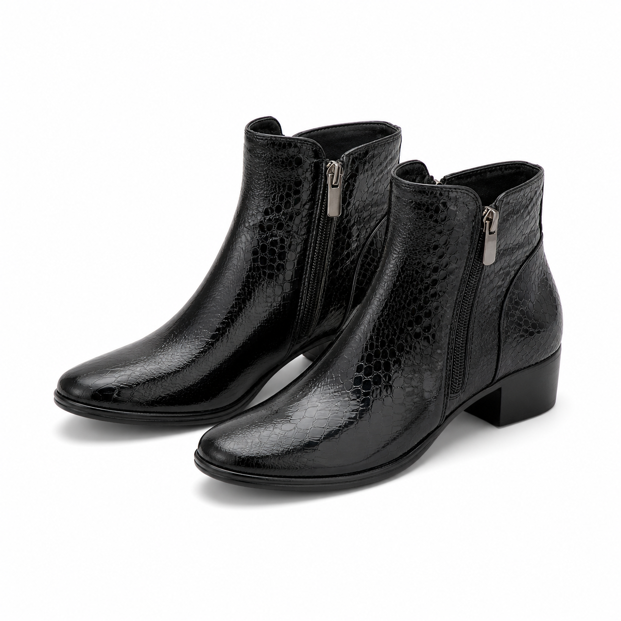 GHETE ELEGANTE DAMA DOGATI 017 351 NEGRE LAC + CROCO