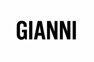 GIANNI WRITTEN WITH BLACK LETTER ON WHITE BACKGROUND