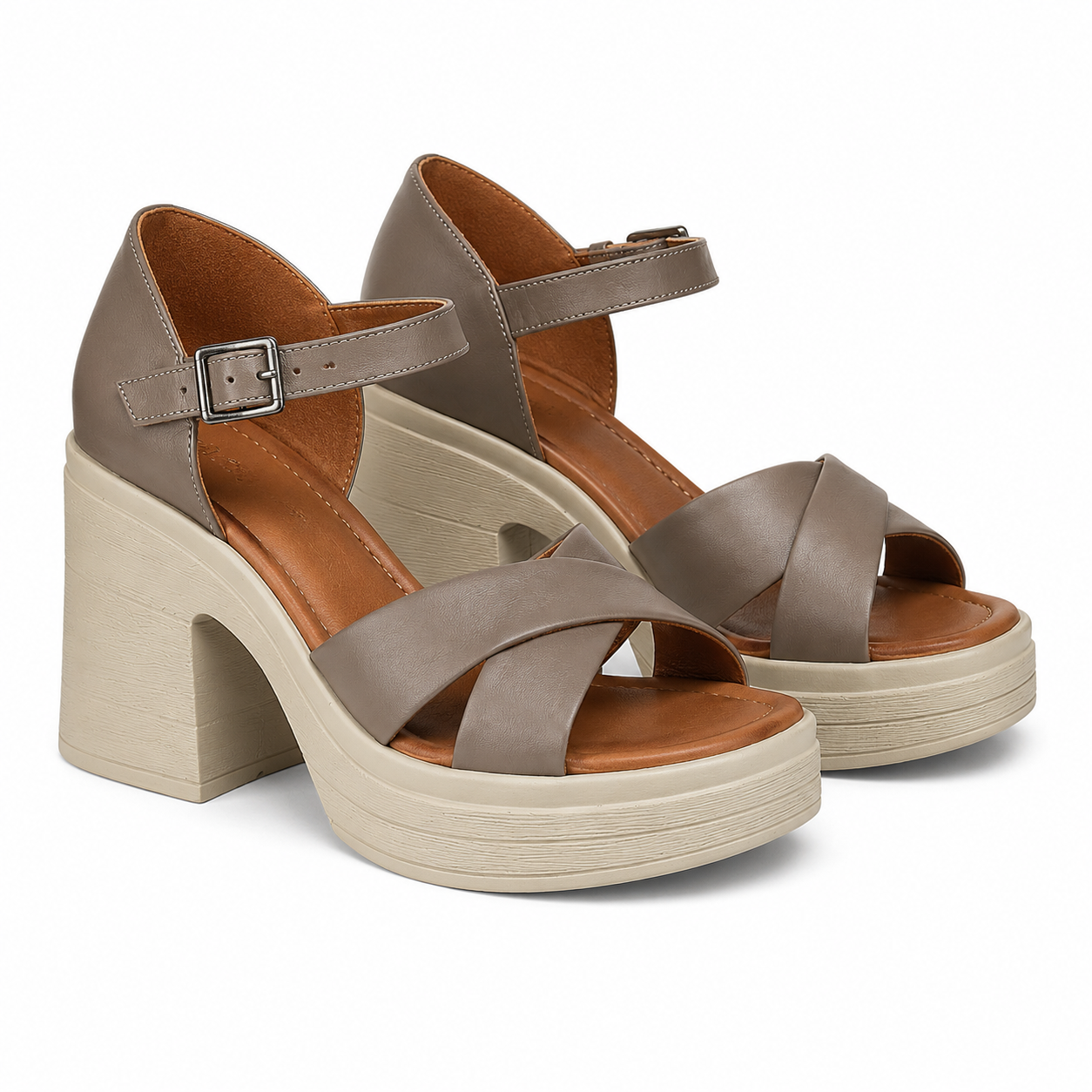 Sandale Casual Dama Piele Naturala Dogati 10407 - cu Toc Bloc Piele