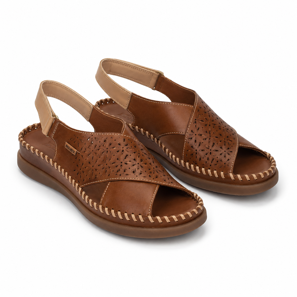 Sandale Casual Perforate Dama Piele Naturala Cognac Pikolinos W8K-0848