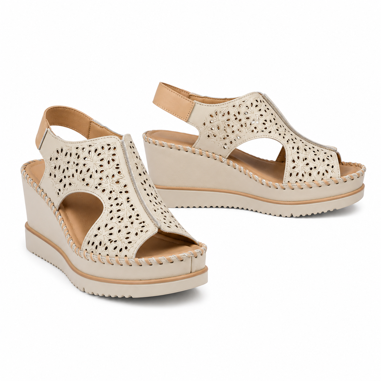 Sandale Casual Dama Piele Naturala Crem Pikolinos W3Z-1623 - cu Talpa Wedge