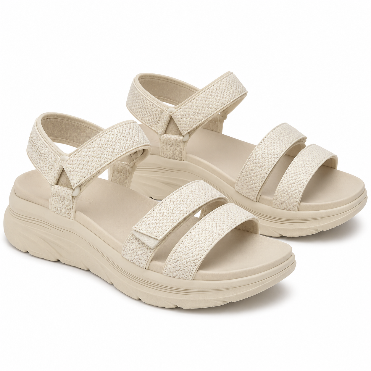 Saboti Casual Dama Textil Bej Skechers 119828 - cu Talpa Chunky