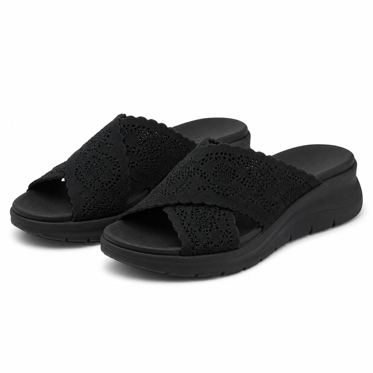 Saboti Casual Dama Textil Tricot Negri Skechers 164079