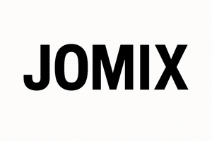 JOMIX written with black letter on a white background