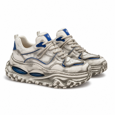 Pantofi Casual Bărbați Franco Gerardo 95932 Alb + Albastru - Piele Naturală