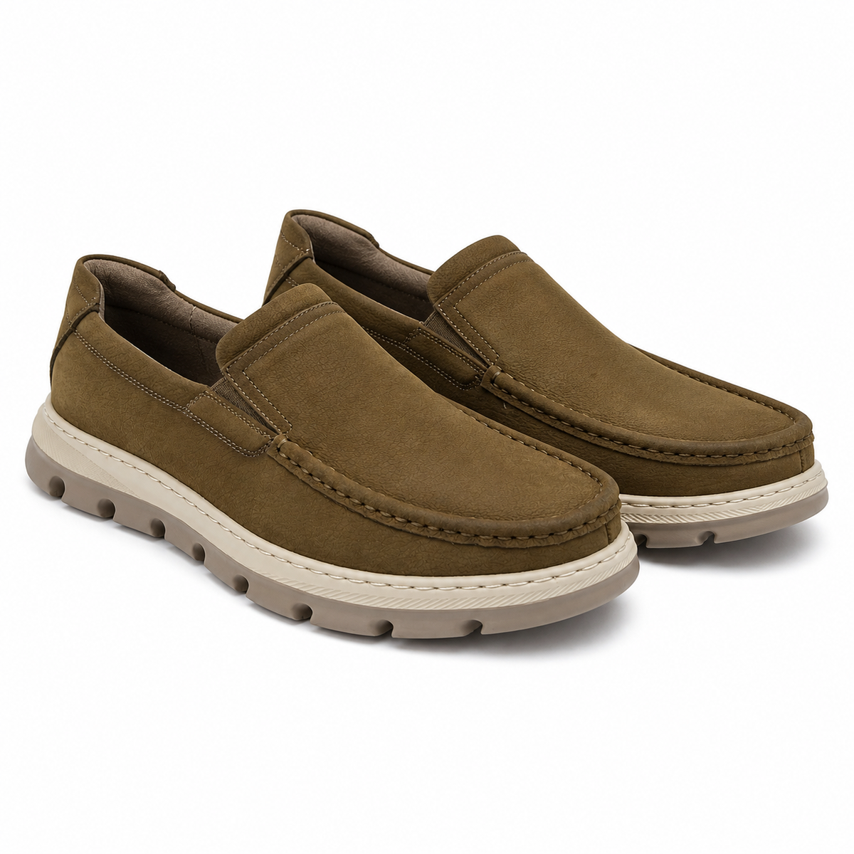 Pantofi Casual Bărbați Mels 8063 Green - Piele Naturală Nubuck