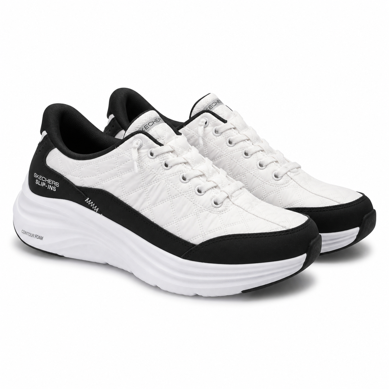 Pantofi Casual Bărbați Skechers 232619 Wbk Alb + Negru - Textil + Piele Ecologică
