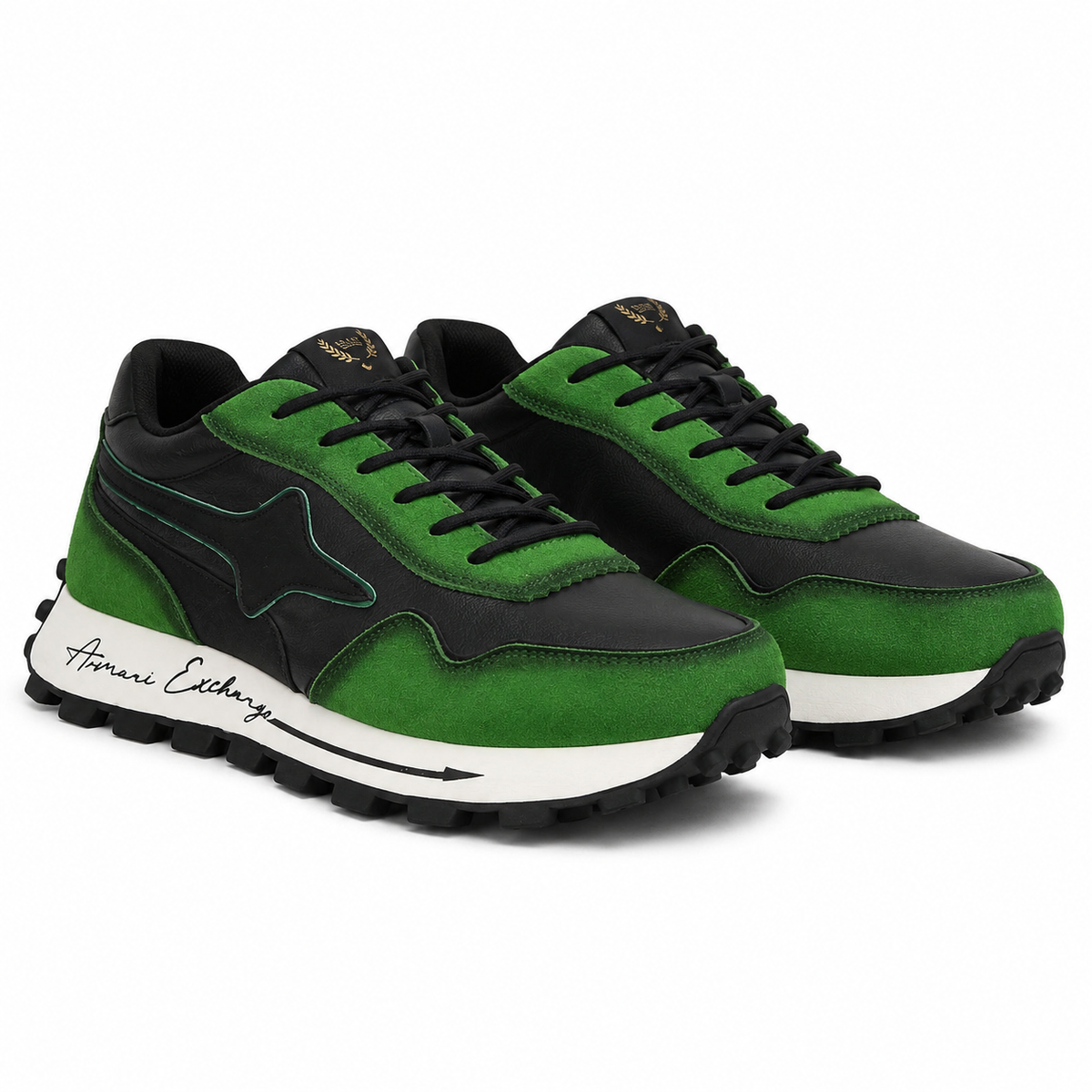 PANTOFI CASUAL BARBATI STEPHANO 6372 NEGRI CU VERDE