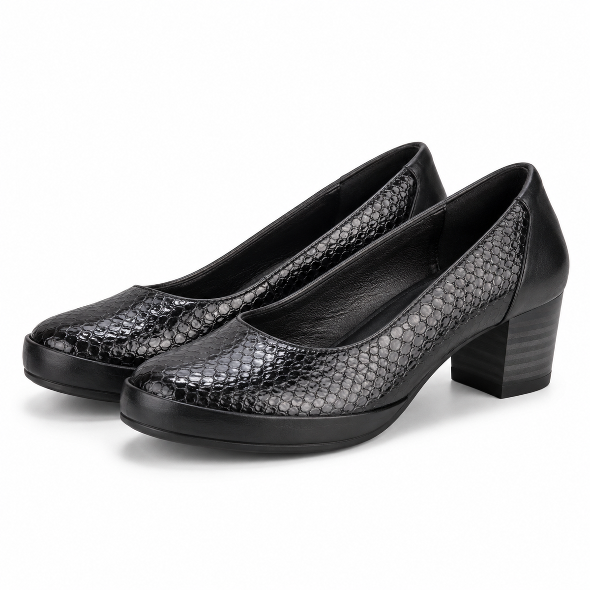 PANTOFI CASUAL DAMA BIO FLEX 006-100 NEGRI + CROCO