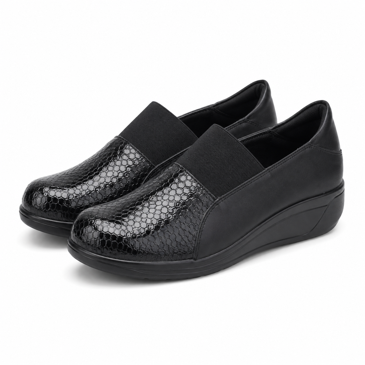 PANTOFI CASUAL DAMA BIO FLEX 155-1 NEGRI + CROCO