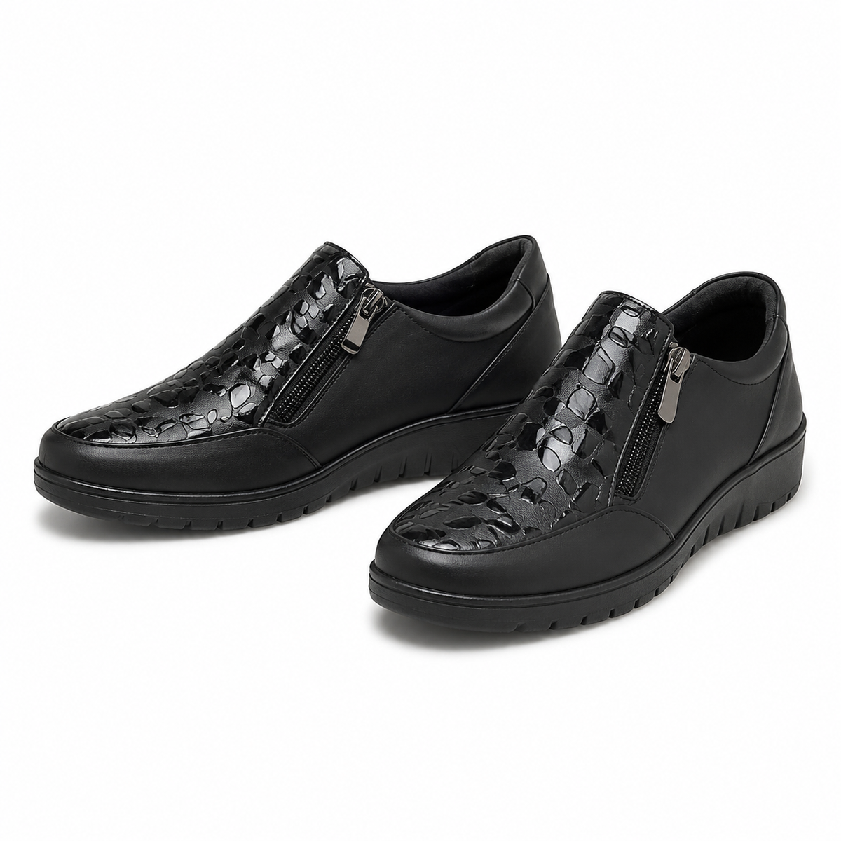 PANTOFI CASUAL DAMA BIO FLEX H-0011 NEGRI + CROCO