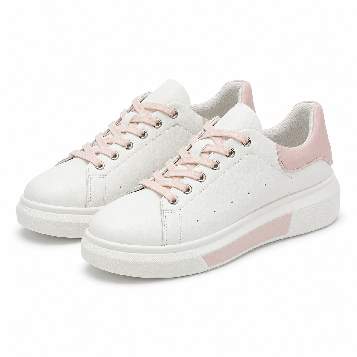 PANTOFI CASUAL DAMA INFINITY 22090-1 ALBI CU ROZ
