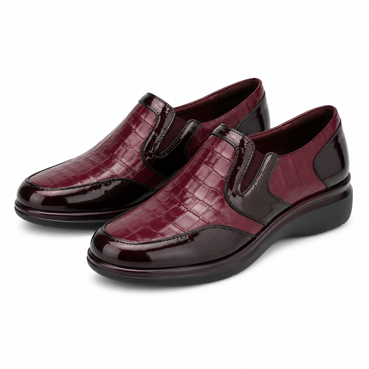 PANTOFI CASUAL DAMA PITILLOS 10024 BORDO CROCO