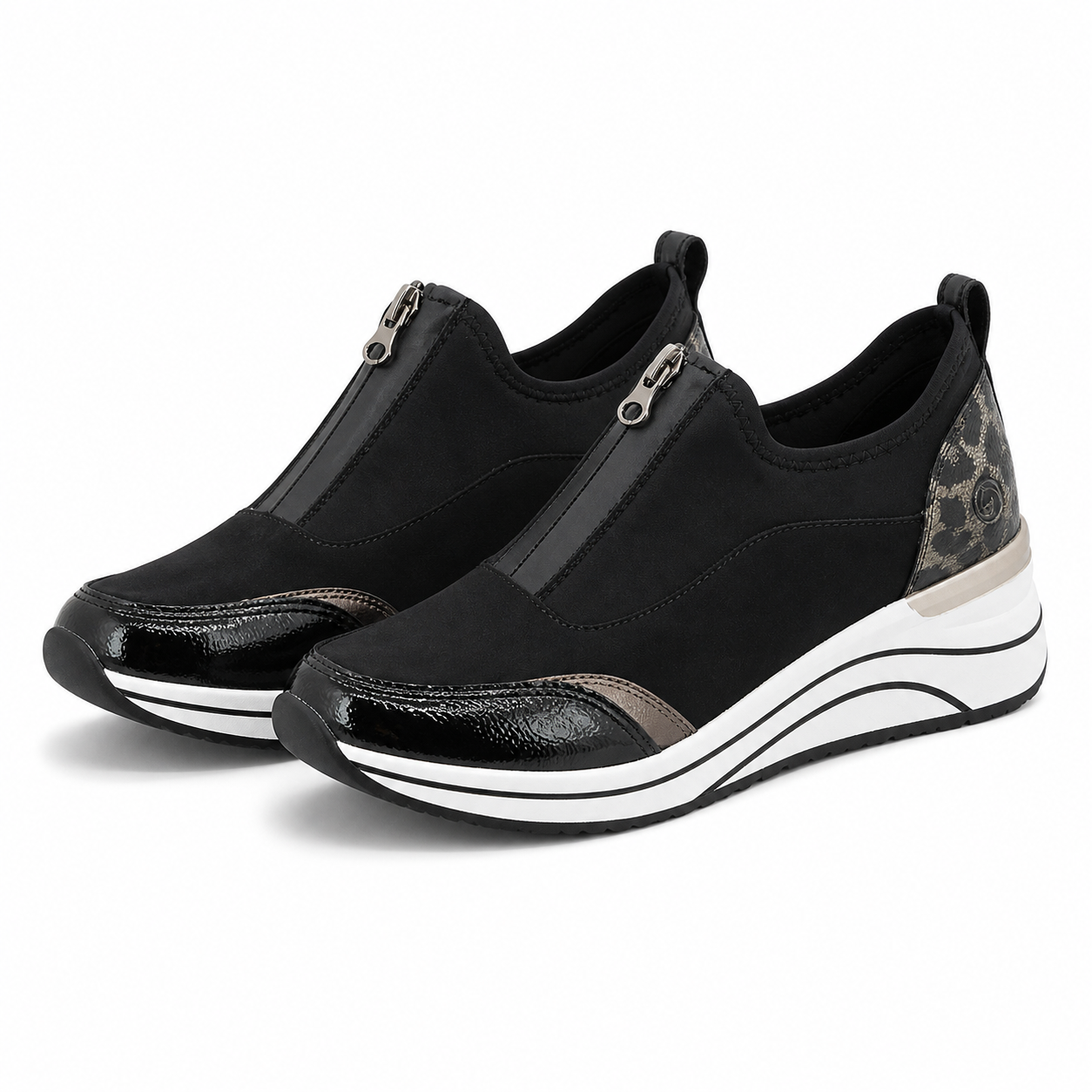 PANTOFI CASUAL DAMA REMONTE D0T08-02 NEGRE VELUR CU LAC