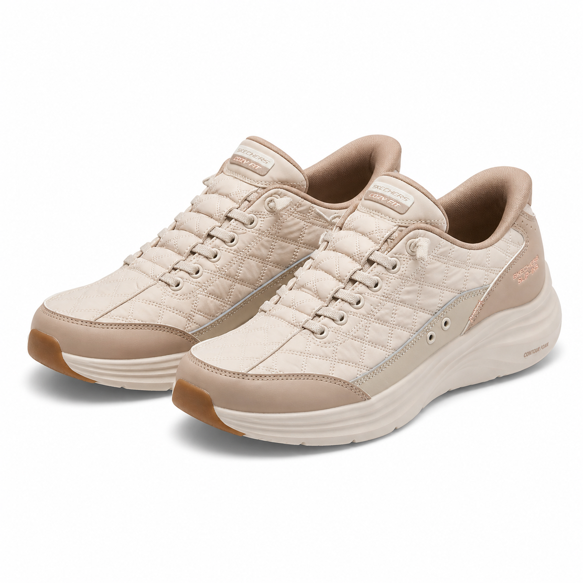 PANTOFI CASUAL DAMA SKECHERS 150404 NTTP NATURAL + TAUPE