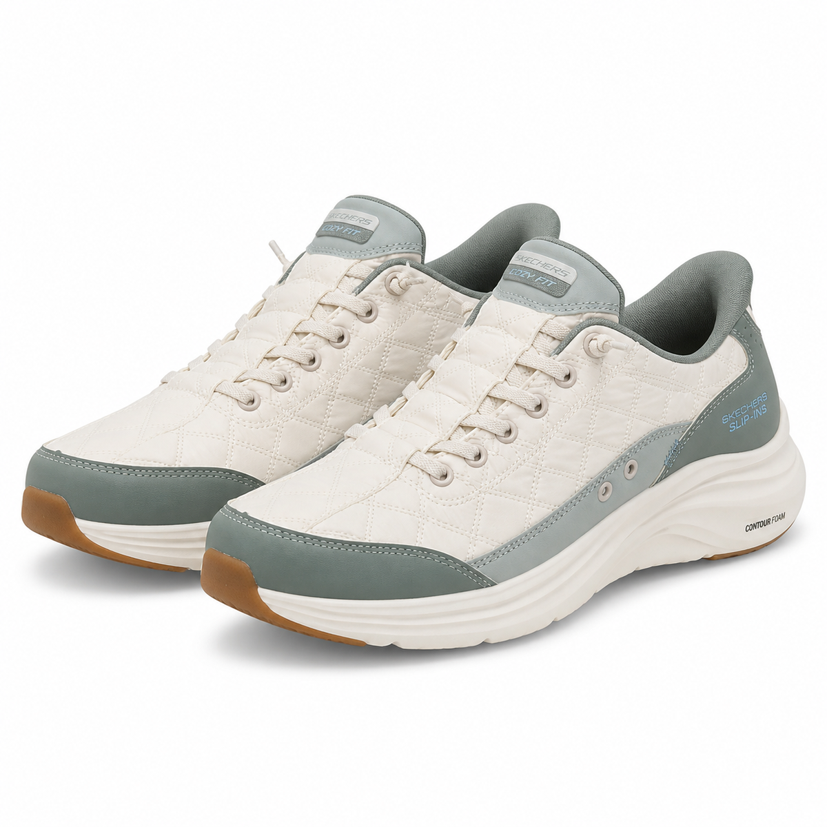 PANTOFI CASUAL DAMA SKECHERS 150404 SAGE ALB + VERNIL SAGE
